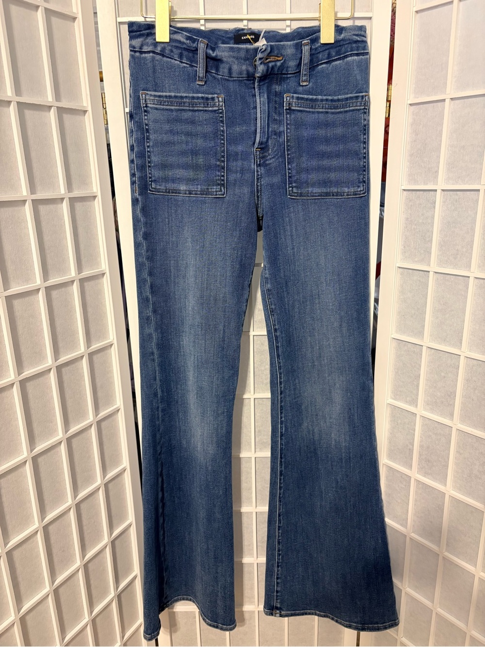 Express Women's Medium Blue Denim Flare Jeans